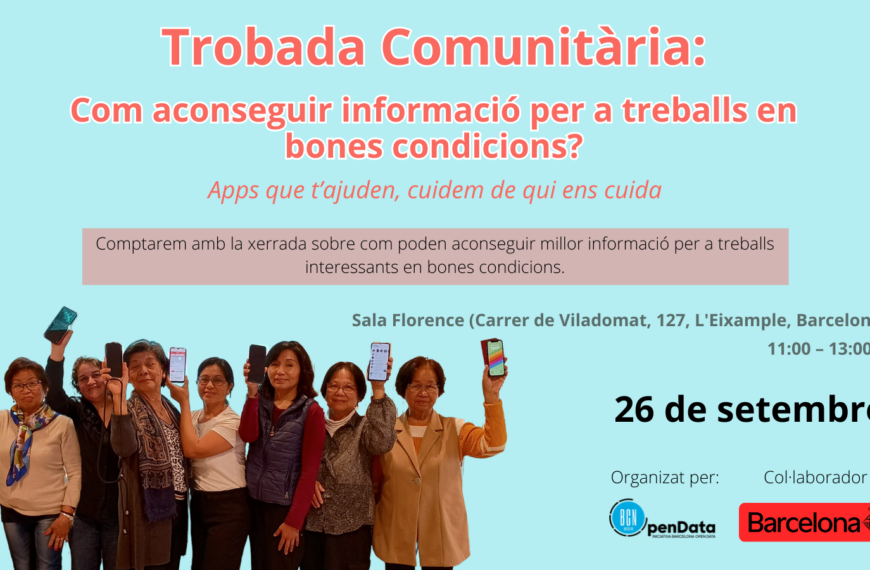 Trobada comunitària iCuida: drets laborals, recursos i aplicacions digitals per a cuidadores